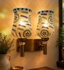 Dual Gold Wall Lamp with Mosaic Glass