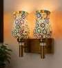 Dual Gold Wall Lamp with Mosaic Glass