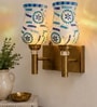Dual Gold Wall Lamp with Mosaic Glass