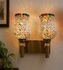 Dual Gold Wall Lamp with Mosaic Glass