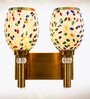 Dual Gold Wall Lamp with Mosaic Glass