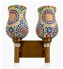 Dual Gold Wall Lamp with Mosaic Glass