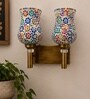 Dual Gold Wall Lamp with Mosaic Glass
