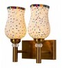Dual Gold Wall Lamp with Mosaic Glass