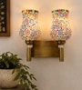 Dual Gold Wall Lamp with Mosaic Glass