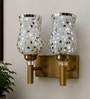 Dual Gold Wall Lamp with Mosaic Glass