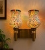 Dual Gold Wall Lamp with Mosaic Glass