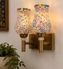 Dual Gold Wall Lamp with Mosaic Glass