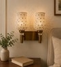 Dual Gold Wall Lamp with Mosaic Glass