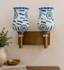 Dual Gold Wall Lamp with Mosaic Glass