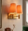 Dual Gold Wall Lamp with Orange cotton shade