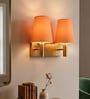 Dual Gold Wall Lamp with Orange cotton shade