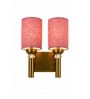 Dual Gold Wall Lamp with Pink Jute shade