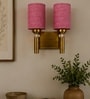 Dual Gold Wall Lamp with Pink Jute shade