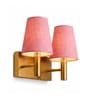 Dual Gold Wall Lamp with Pink Jute shade