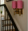 Dual Gold Wall Lamp with Pink Jute shade