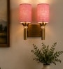 Dual Gold Wall Lamp with Pink Jute shade