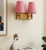 Dual Gold Wall Lamp with Pink Jute shade