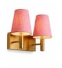 Dual Gold Wall Lamp with Pink Jute shade