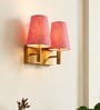 Dual Gold Wall Lamp with Pink Jute shade