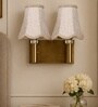 Dual Gold Wall Lamp with Vintage Beige Jute  Shade