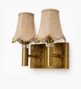Dual Gold Wall Lamp with Vintage Beige Jute  Shade