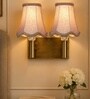 Dual Gold Wall Lamp with Vintage Beige Jute  Shade