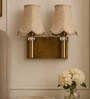 Dual Gold Wall Lamp with Vintage Beige Jute  Shade