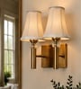Dual Gold Wall Lamp with Vintage off-white cotton Shade