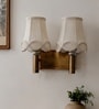 Dual Gold Wall Lamp with Vintage off-white cotton Shade