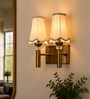 Dual Gold Wall Lamp with Vintage off-white cotton Shade