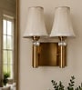 Dual Gold Wall Lamp with Vintage off-white cotton Shade