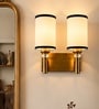 Dual Gold Wall Lamp with White & Black  cotton shade