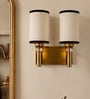 Dual Gold Wall Lamp with White & Black  cotton shade