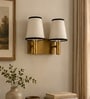 Dual Gold Wall Lamp with White & Black  cotton shade
