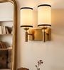 Dual Gold Wall Lamp with White & Black  cotton shade