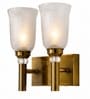 Dual Gold Wall Lamp with White Crinkle Glass