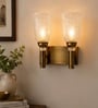 Dual Gold Wall Lamp with White Crinkle Glass