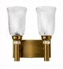 Dual Gold Wall Lamp with White Crinkle Glass