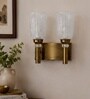 Dual Gold Wall Lamp with White Crinkle Glass