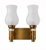 Dual Gold Wall Lamp with White Frosted Glass