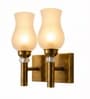 Dual Gold Wall Lamp with White Frosted Glass