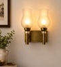 Dual Gold Wall Lamp with White Frosted Glass