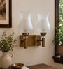 Dual Gold Wall Lamp with White Frosted Glass