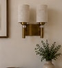 Dual Gold Wall Lamp with White Jute shade