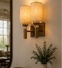 Dual Gold Wall Lamp with White Jute shade