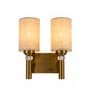 Dual Gold Wall Lamp with White Jute shade