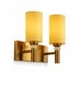 Dual Gold Wall Lamp with Yellow cotton shade