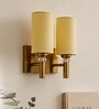 Dual Gold Wall Lamp with Yellow cotton shade