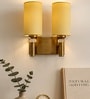 Dual Gold Wall Lamp with Yellow cotton shade